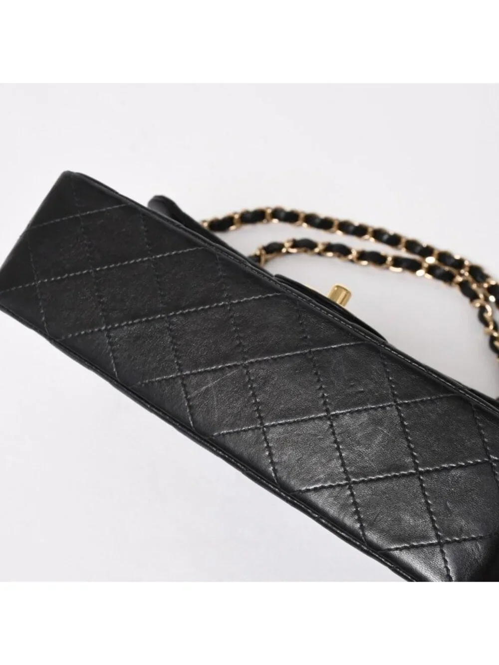 Chanel Quilted 23 Double Flap Chain Shoulder Bag CC Logo Lambskin Black